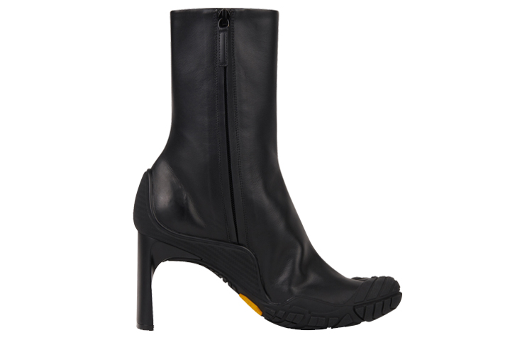 Order 巴黎世家 Balenciaga 女款小牛皮高跟露趾短靴 黑色