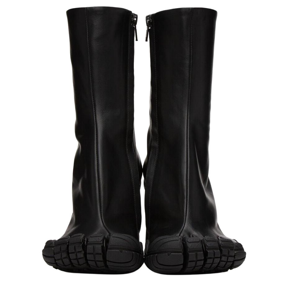 Lookbook 巴黎世家 Balenciaga 女款小牛皮高跟露趾短靴 黑色