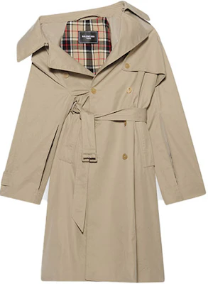 (W) 巴黎世家女士不对称领双排扣宽松风衣米色 663007TKP069501 Order (W) 巴黎世家女士不对称领双排扣宽松风衣米色 663007TKP069501