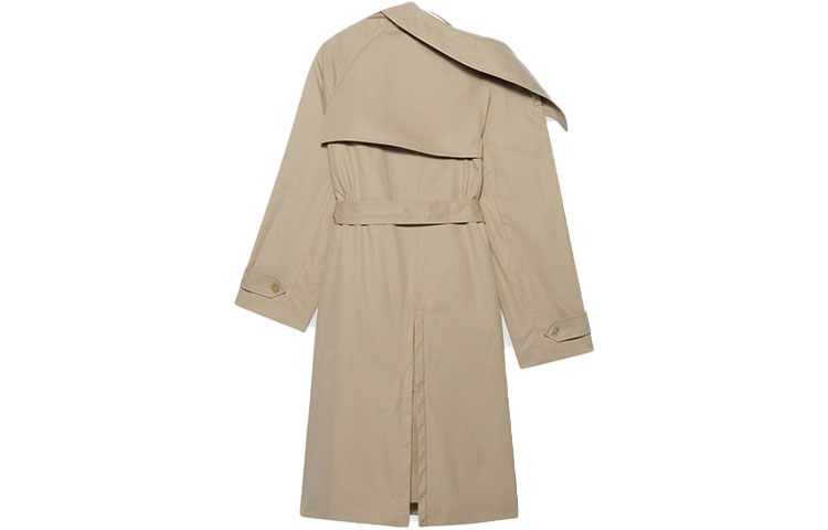 Lookbook (W) 巴黎世家女士不对称领双排扣宽松风衣米色 663007TKP069501