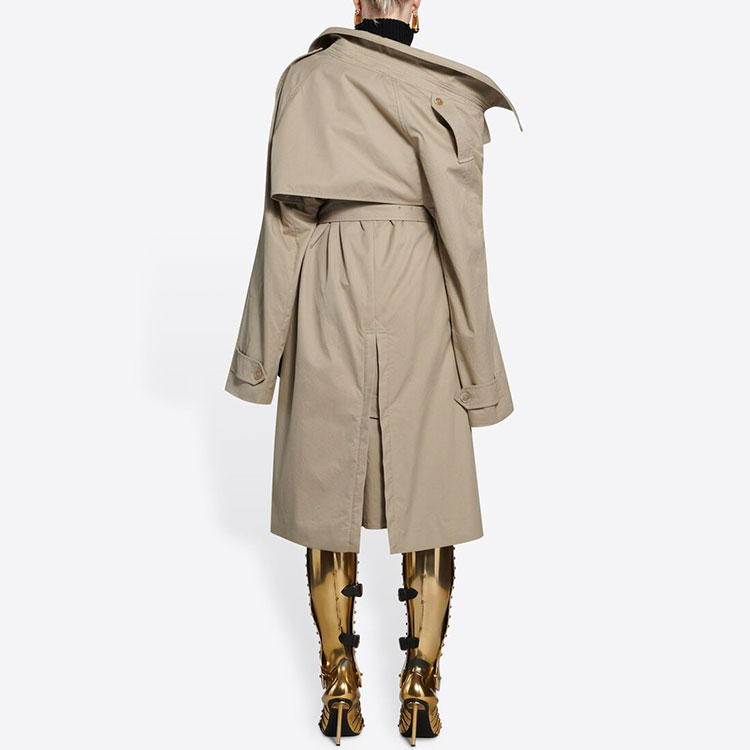 Purchase (W) 巴黎世家女士不对称领双排扣宽松风衣米色 663007TKP069501