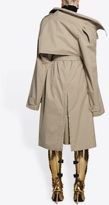 (W) 巴黎世家女士不对称领双排扣宽松风衣米色 663007TKP069501 Purchase (W) 巴黎世家女士不对称领双排扣宽松风衣米色 663007TKP069501