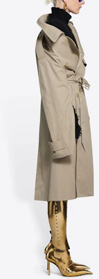 (W) 巴黎世家女士不对称领双排扣宽松风衣米色 663007TKP069501 Details for (W) 巴黎世家女士不对称领双排扣宽松风衣米色 663007TKP069501