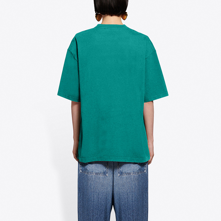 (Women) Balenciaga Band Logo Print Oversized T-Shirt Women Green 612965TIV473640 圖 5
