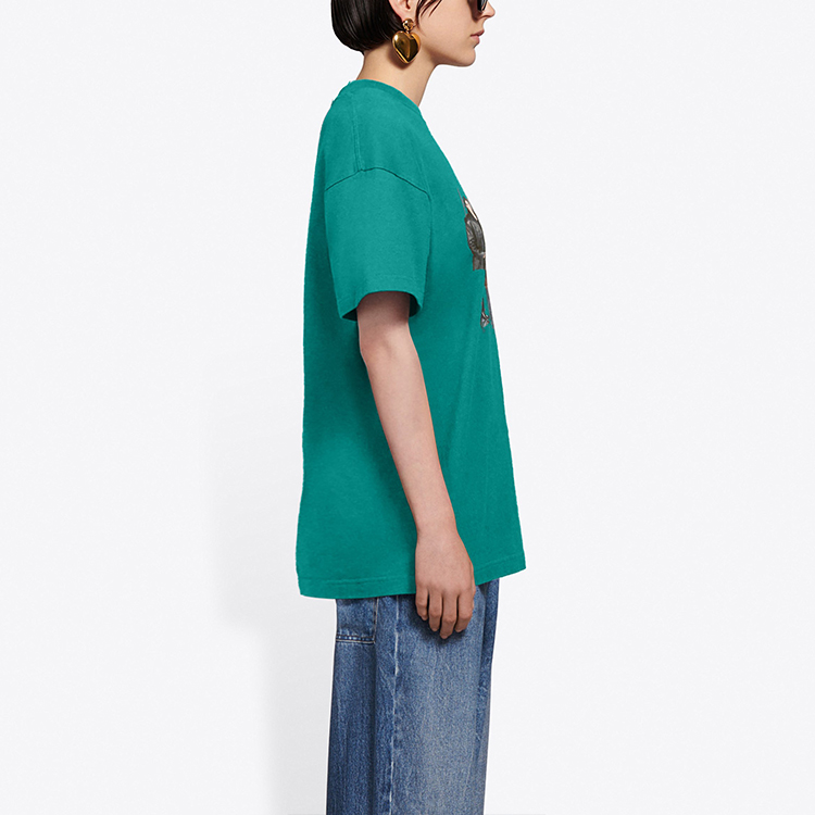 (Women) Balenciaga Band Logo Print Oversized T-Shirt Women Green 612965TIV473640 圖 6