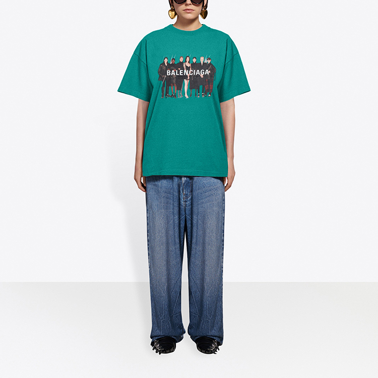 (Women) Balenciaga Band Logo Print Oversized T-Shirt Women Green 612965TIV473640 圖 7