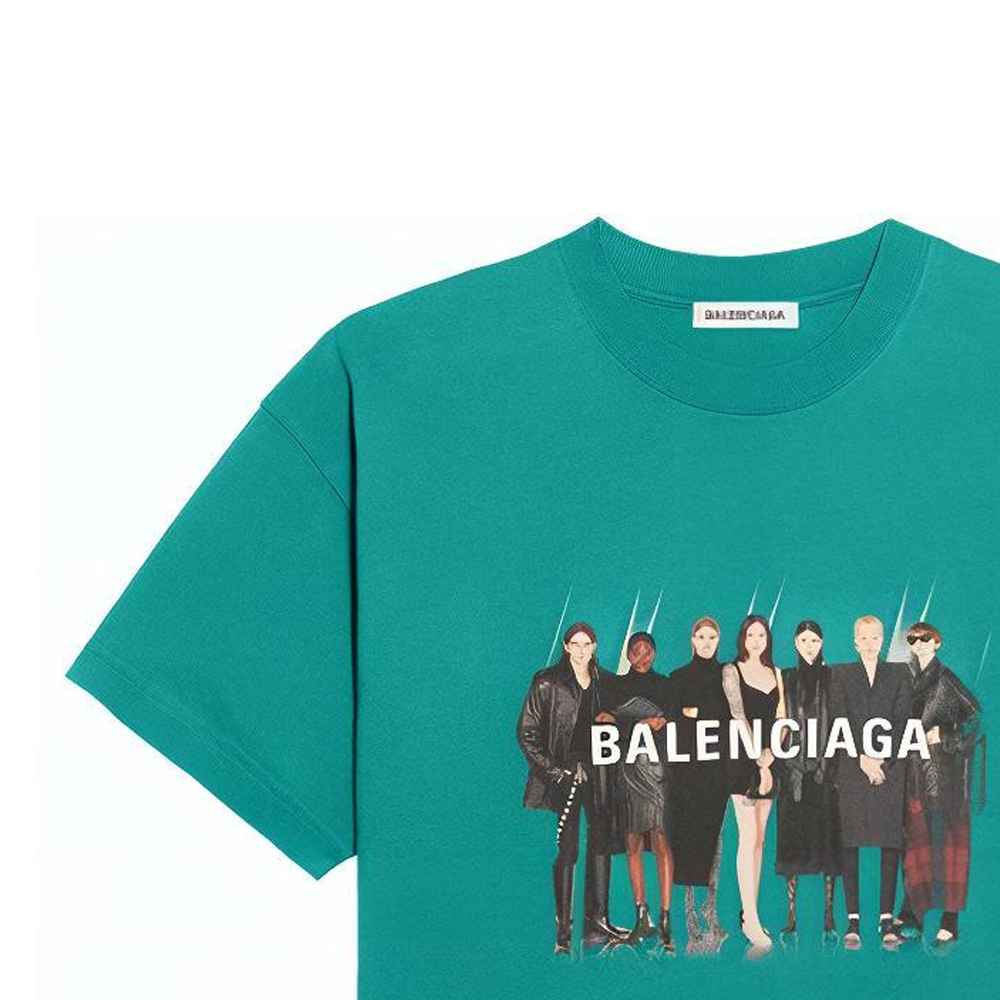 (Women) Balenciaga Band Logo Print Oversized T-Shirt Women Green 612965TIV473640 圖 8