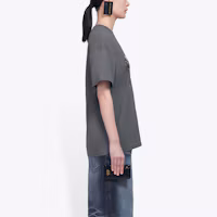 Details for (W) Balenciaga 女款復古灰色樂團肖像Logo寬鬆T恤 612965TIV471404