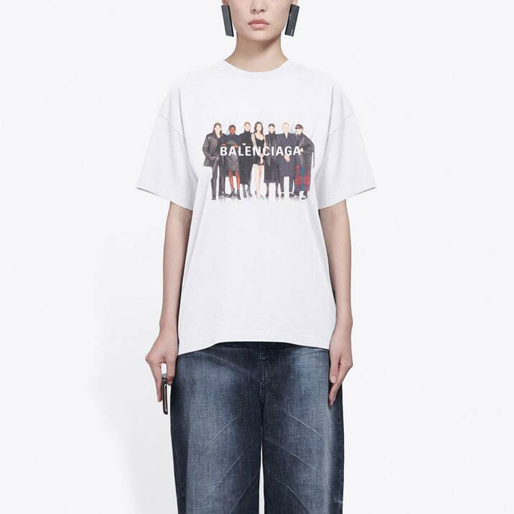 (Women) Balenciaga Band Portrait Logo Vintage Tee White 612965TIV479000 圖 4