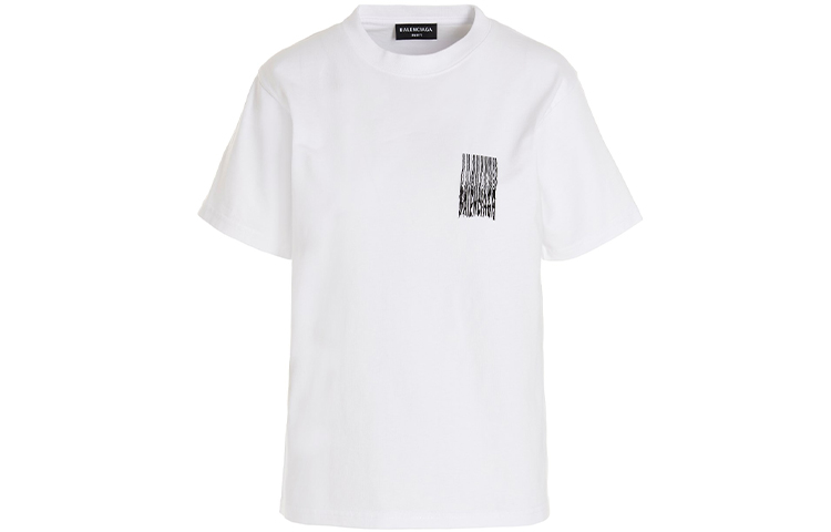 (Women) Balenciaga Barcode Print Ribbed Knit Cotton T-Shirt Women’s White Regular Fit. 661705TKVE59040 圖 3