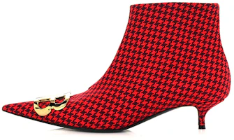 (Women) Balenciaga BB Ankle Boots 'Red Houndstooth' 586663W1SV16478 (Women) Balenciaga BB Ankle Boots 'Red Houndstooth' 586663W1SV16478