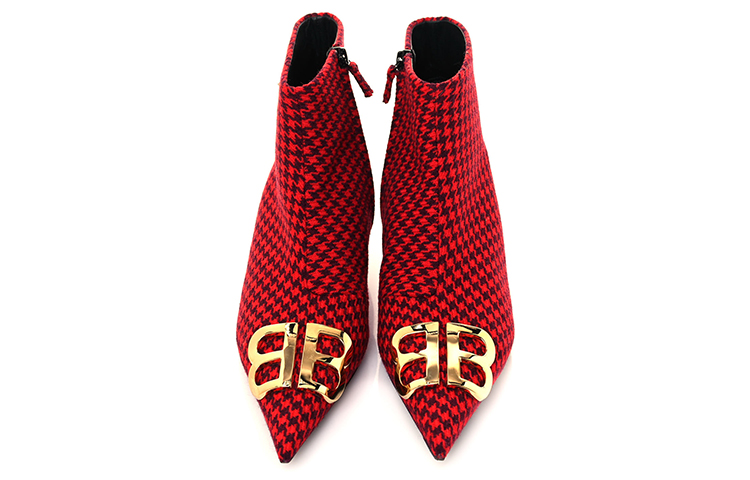 (W) Balenciaga BB Ankle Boots 'Red Houndstooth' 圖 3