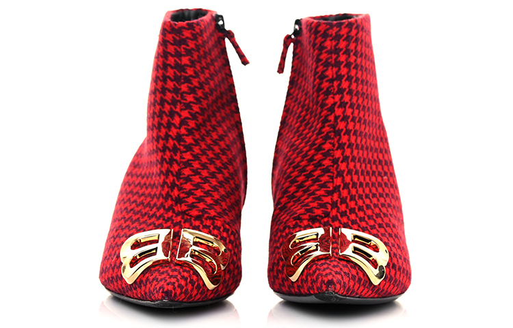 (W) Balenciaga BB Ankle Boots 'Red Houndstooth' 圖 4