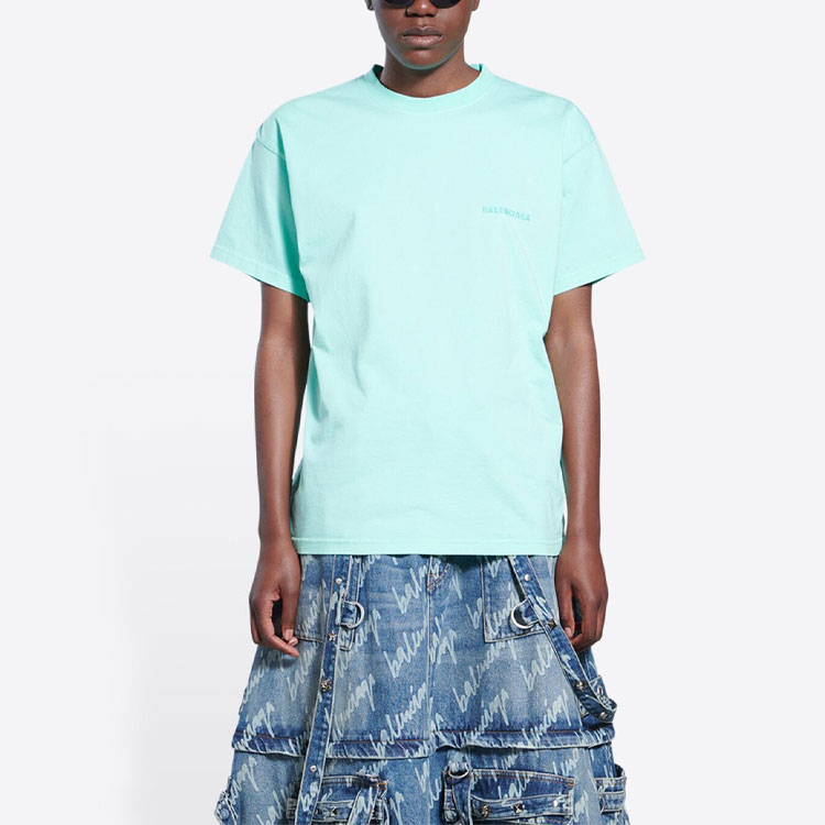 (Women) Balenciaga BB Icon Embroidered Logo Tee -  Light Green Loose Fit T-Shirt. 612965TLVB93062 圖 4