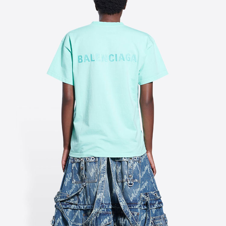 (Women) Balenciaga BB Icon Embroidered Logo Tee -  Light Green Loose Fit T-Shirt. 612965TLVB93062 圖 5