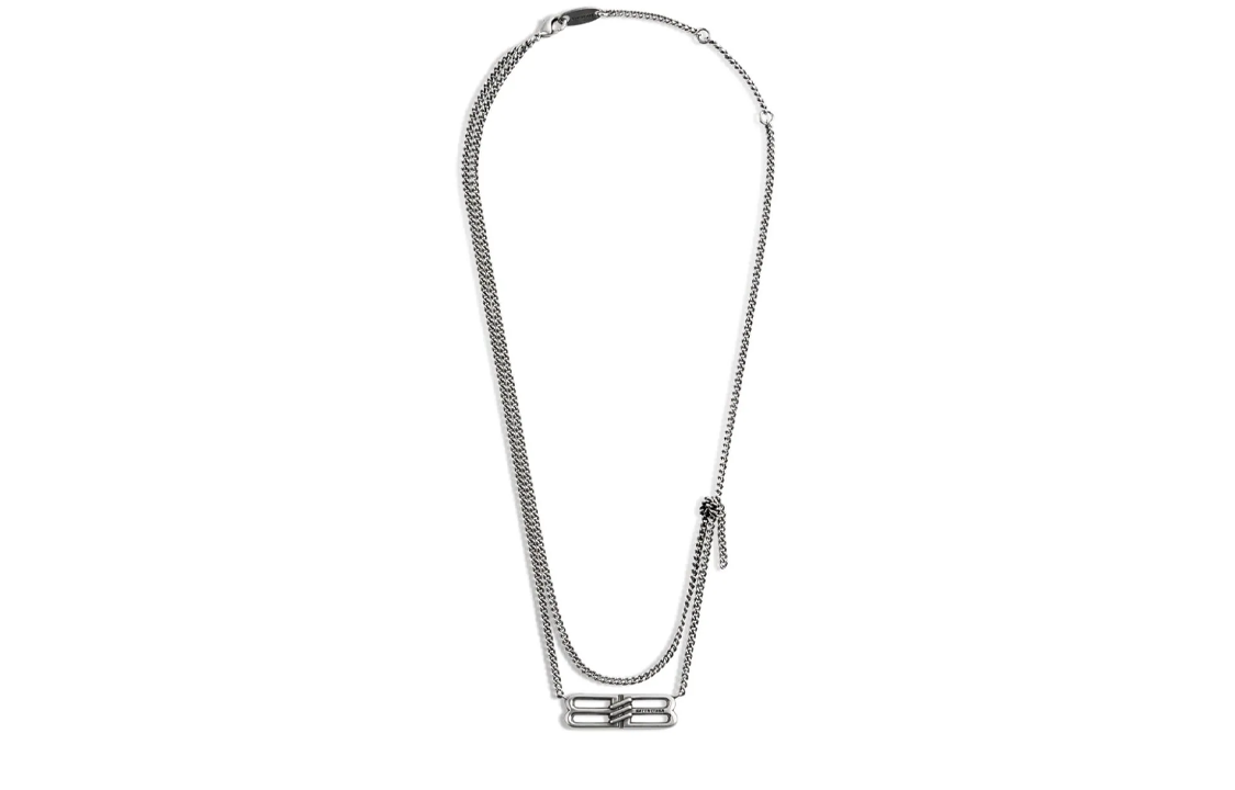 Lookbook (W) Kalung Balenciaga BB Icon Polished Brass Silver Wanita. 789271TZ99I