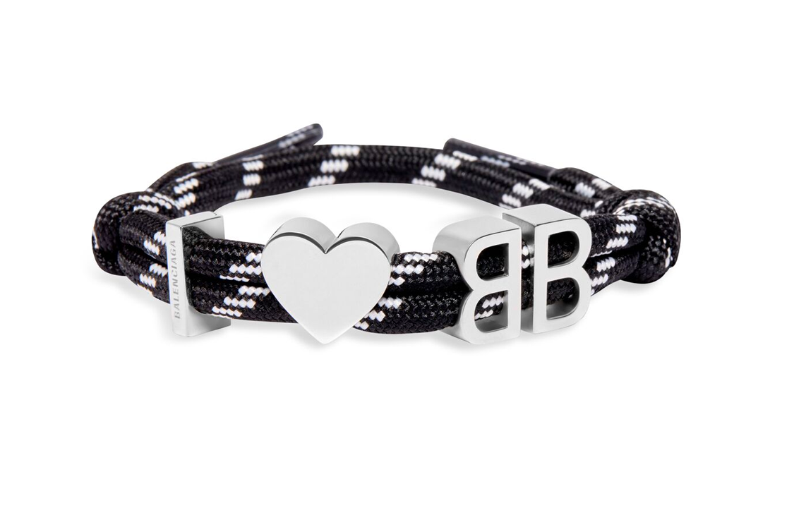 (Women) Balenciaga BB Logo Two-Tone Shoelace Design Brass Bracelet  Black. 722539TVX4S5651