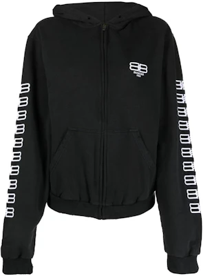 (W) 巴黎世家 BB Paris Icon SS22 黑色标志印花拉链连帽衫 697949TMVG60903 Order (W) 巴黎世家 BB Paris Icon SS22 黑色标志印花拉链连帽衫 697949TMVG60903