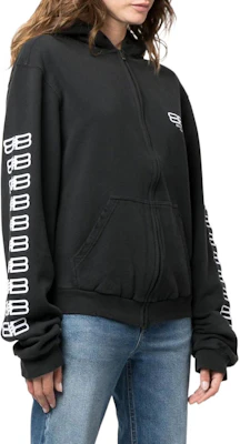 (W) 巴黎世家 BB Paris Icon SS22 黑色标志印花拉链连帽衫 697949TMVG60903 Shop (W) 巴黎世家 BB Paris Icon SS22 黑色标志印花拉链连帽衫 697949TMVG60903