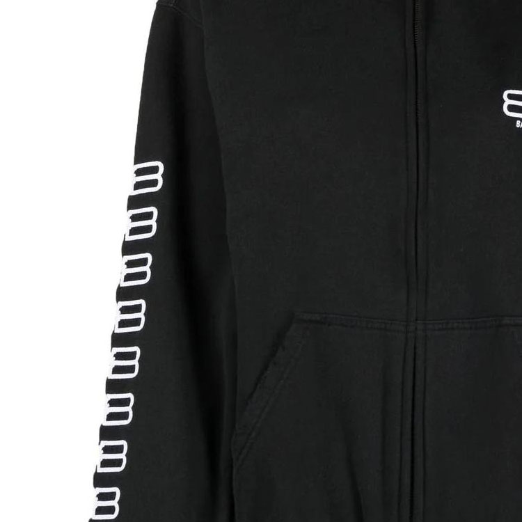 (Women) Balenciaga BB Paris Icon SS22  Black Logo Print Zip Hoodie. 697949TMVG60903 圖 7