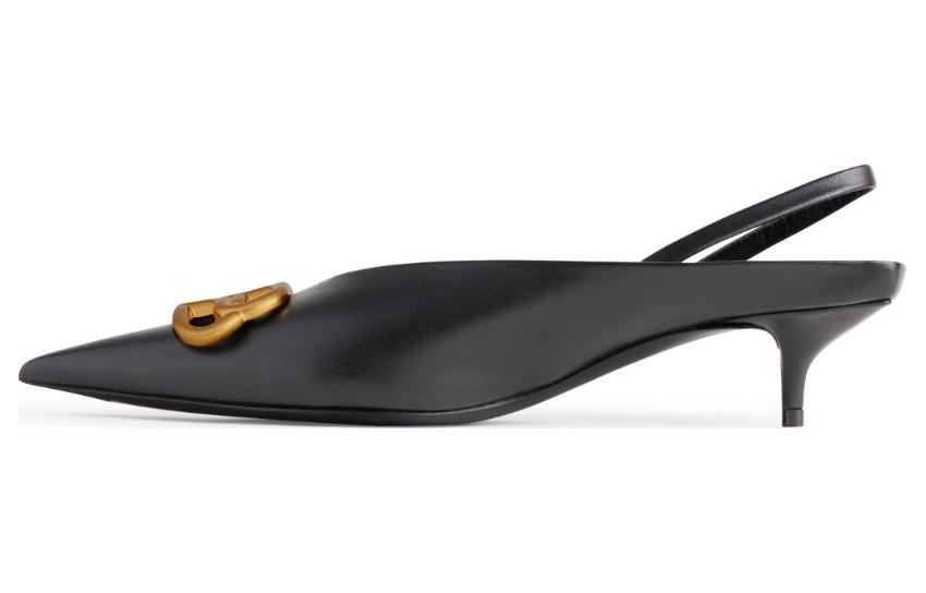 (Women) Balenciaga BB Square Knife Slingback pumps 'Black' 691740WAWNC1088