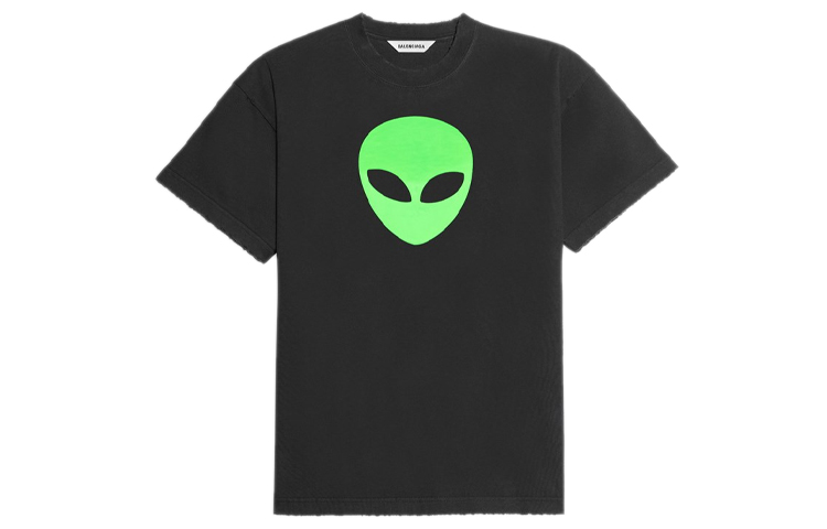 (Women) Balenciaga Black Alien Graphic Crewneck T-Shirt Regular Fit 612965TJVK79113 圖 2
