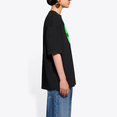 (W) Balenciaga Camiseta Negra Gráfica Alien de Fit Regular 612965TJVK79113 Details for (W) Balenciaga Camiseta Negra Gráfica Alien de Fit Regular 612965TJVK79113