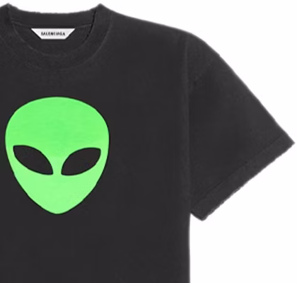 (W) Balenciaga Camiseta Negra Gráfica Alien de Fit Regular 612965TJVK79113 Sizing (W) Balenciaga Camiseta Negra Gráfica Alien de Fit Regular 612965TJVK79113