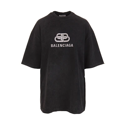 (Women) Balenciaga Black Boxy Tee with Logo Print and Balenciaga Text 571205TGV751140