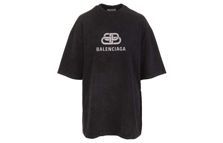 (Women) Balenciaga Black Boxy Tee with Logo Print and Balenciaga Text 571205TGV751140 圖 2