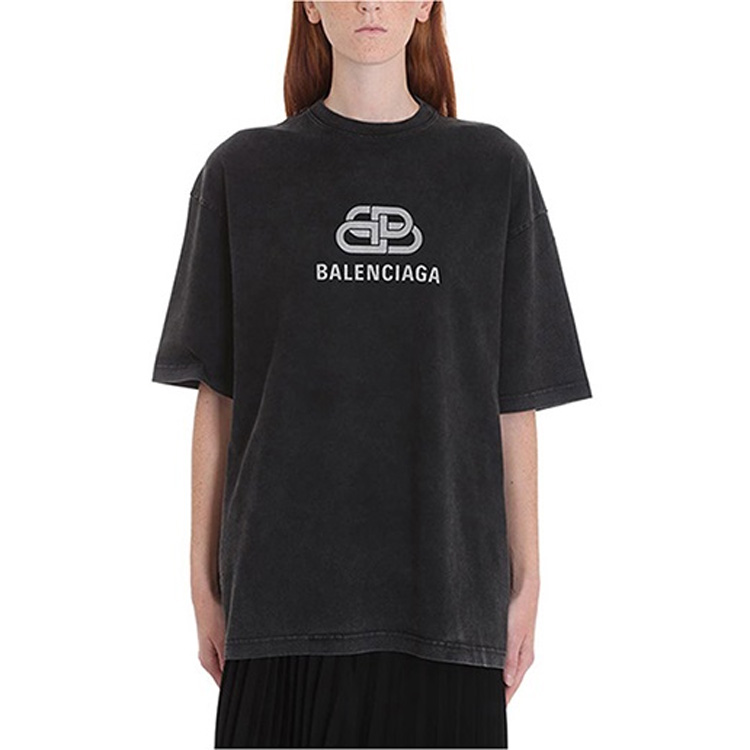 (Women) Balenciaga Black Boxy Tee with Logo Print and Balenciaga Text 571205TGV751140 圖 3
