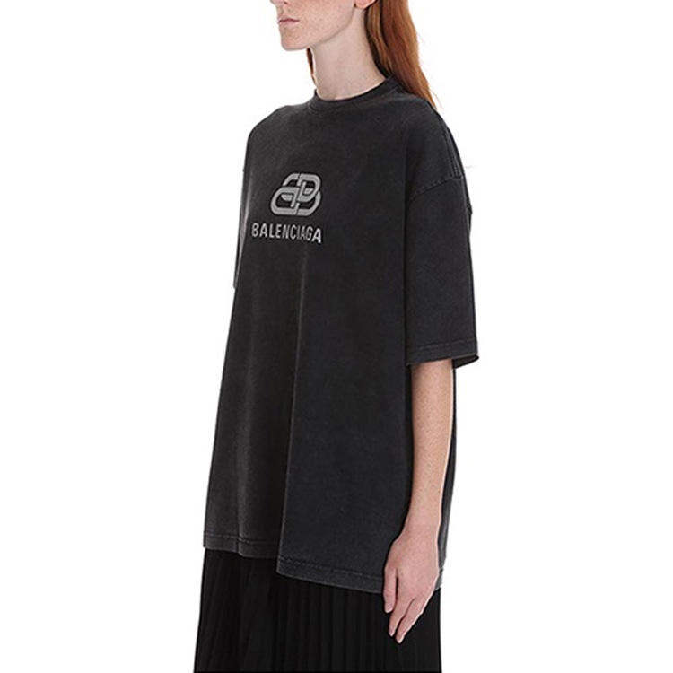 (Women) Balenciaga Black Boxy Tee with Logo Print and Balenciaga Text 571205TGV751140 圖 5