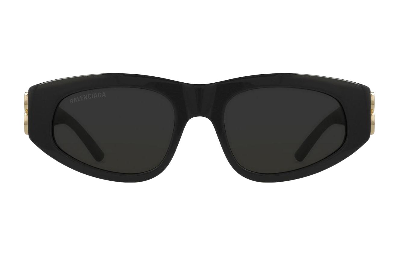 (Women) Balenciaga Black Cat-Eye Metal Oval Sunglasses with Gold Double B Logo. BB0095S-001 圖 3