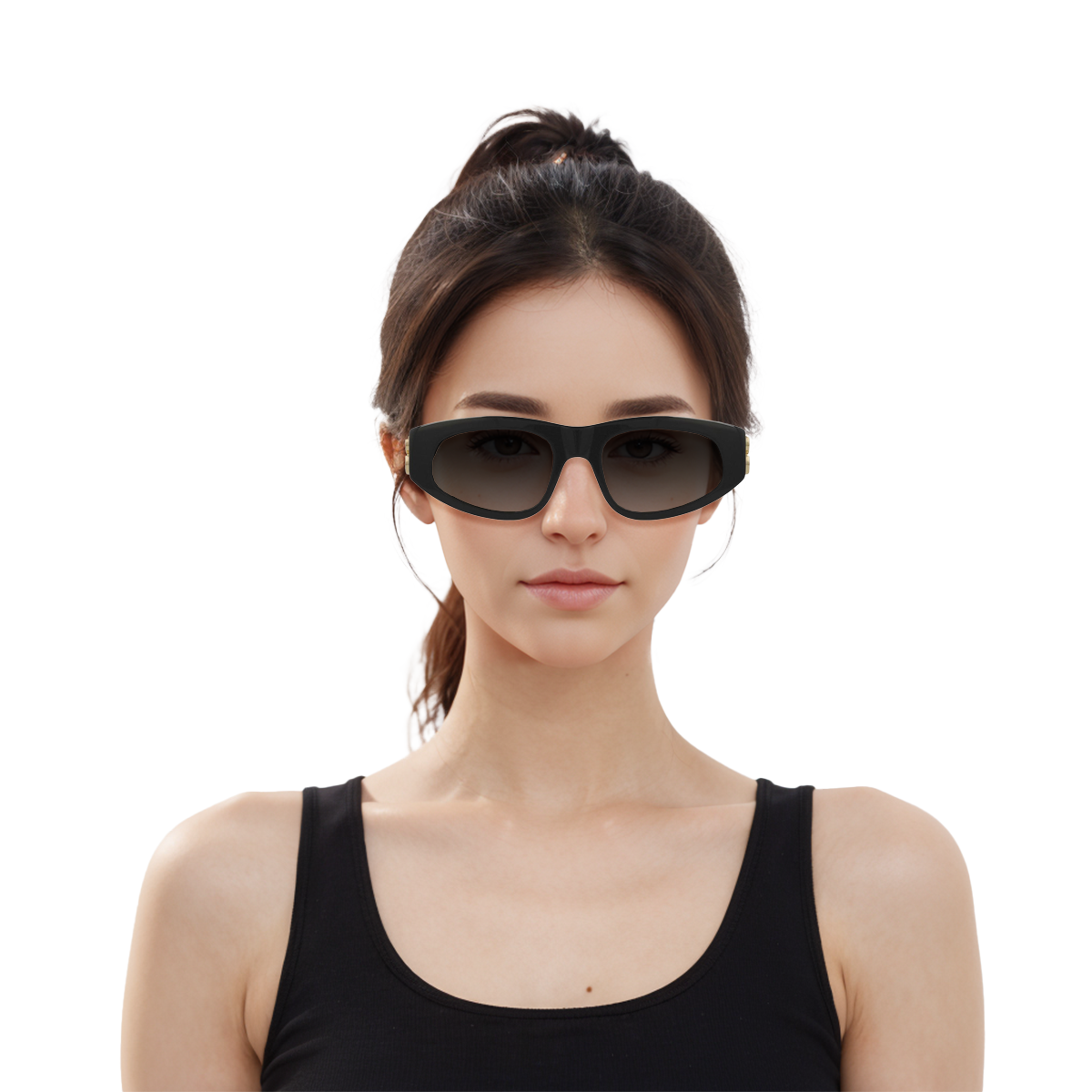 (Women) Balenciaga Black Cat-Eye Metal Oval Sunglasses with Gold Double B Logo. BB0095S-001 圖 5