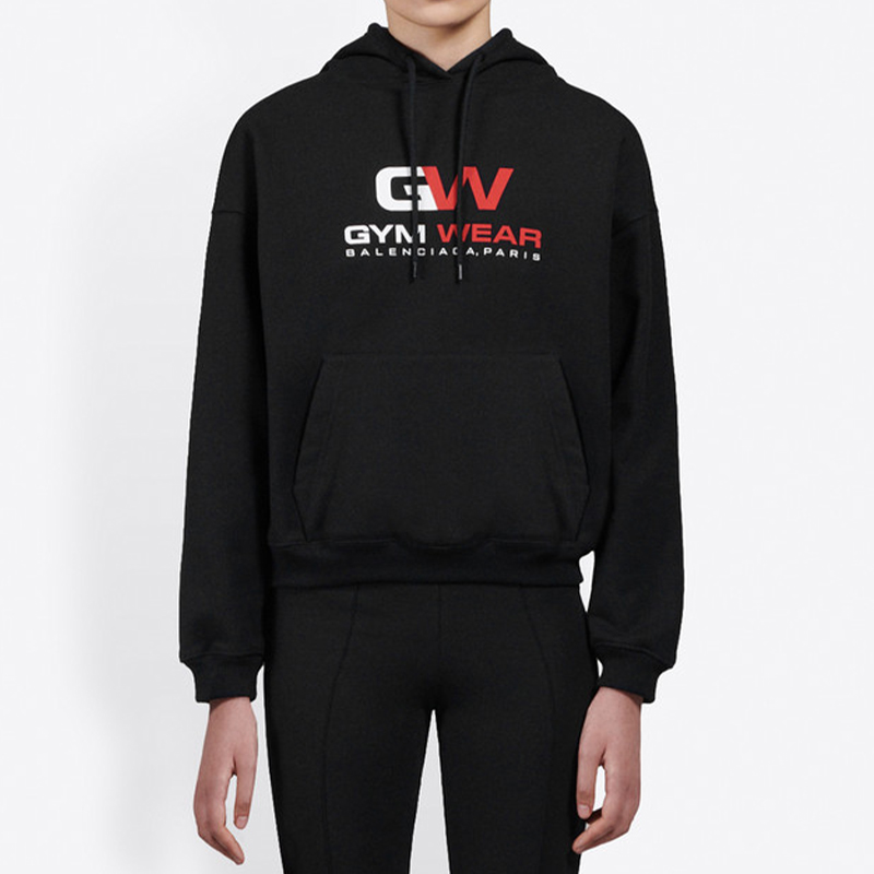 (Women) Balenciaga Black Embroidered Logo Hoodie 612959TIVD41000 圖 4