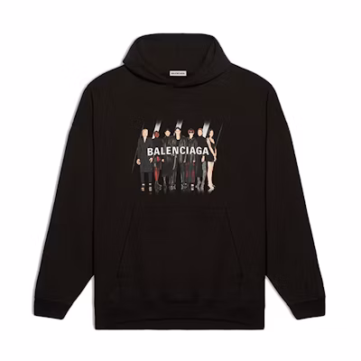 (Women) Balenciaga Black Hoodie with Graphic Logo Print 620947TIVA21000