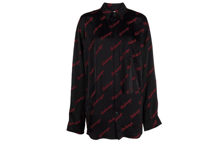 (Women) Balenciaga Black Logo Embroidered Long Sleeve Shirt. 658956TKO521076 圖 2