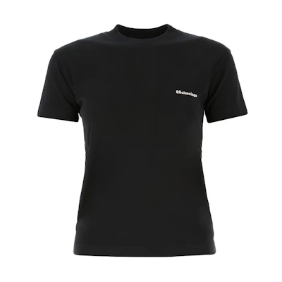 (Women) Balenciaga Black Logo Embroidered T-Shirt 612964TJV871070