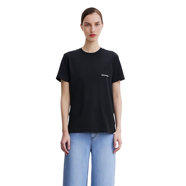 (Women) Balenciaga Black Logo Embroidered T-Shirt 612964TJV871070 圖 4