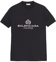 (Women) Balenciaga Black Logo Print Crew Neck T-Shirt Regular Fit 594603TGV471000 (Women) Balenciaga Black Logo Print Crew Neck T-Shirt Regular Fit 594603TGV471000