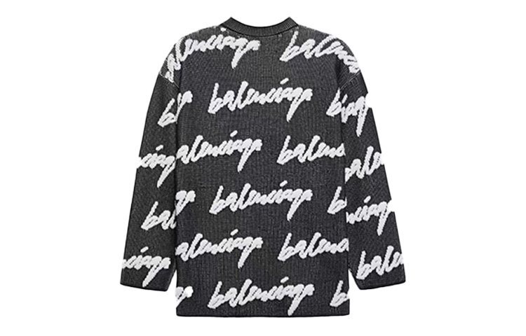 Lookbook (W) Balenciaga 黑色標誌印花寬鬆版型針織圓領毛衣 628730T31801070