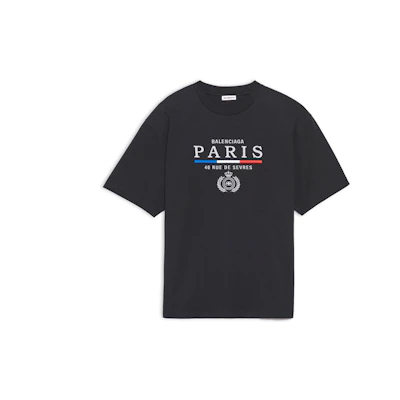 (Women) Balenciaga Black Logo Print Crewneck Short Sleeve T-Shirt 594599TGV481000
