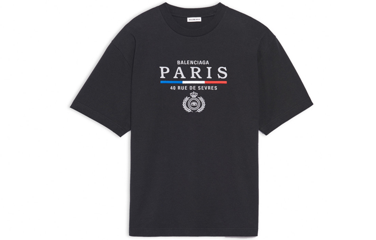 (Women) Balenciaga Black Logo Print Crewneck Short Sleeve T-Shirt 594599TGV481000 圖 2