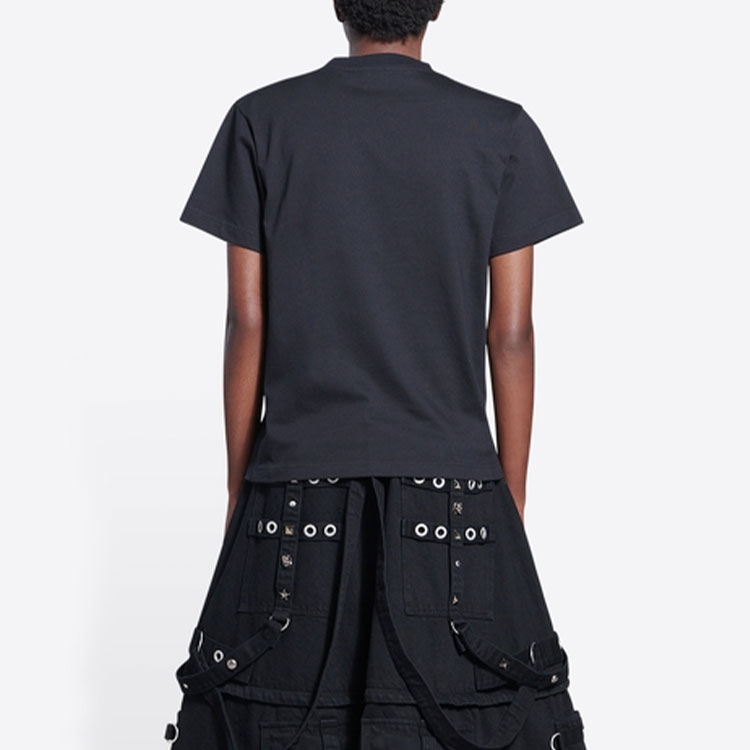 (Women) Balenciaga Black Logo Print Crewneck Slim Fit T-Shirt SS22. 670943TLVH40100 圖 6