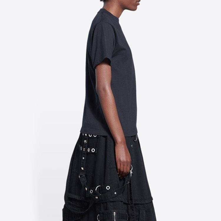 (Women) Balenciaga Black Logo Print Crewneck Slim Fit T-Shirt SS22. 670943TLVH40100 圖 7