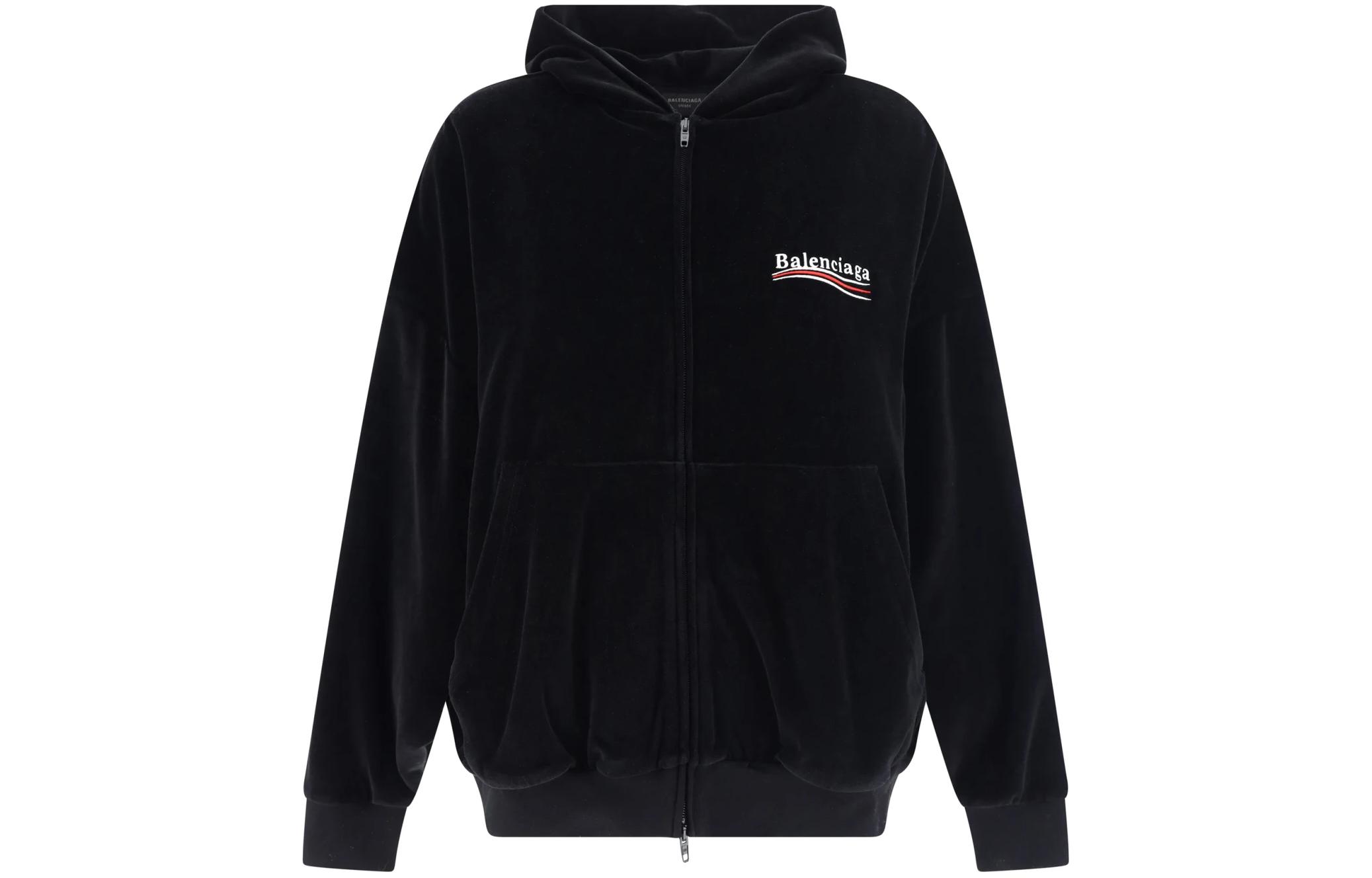 (Women) Balenciaga Black Logo Print Hoodie Casual Long Sleeve Regular Fit 785407TPVJ81070 圖 2