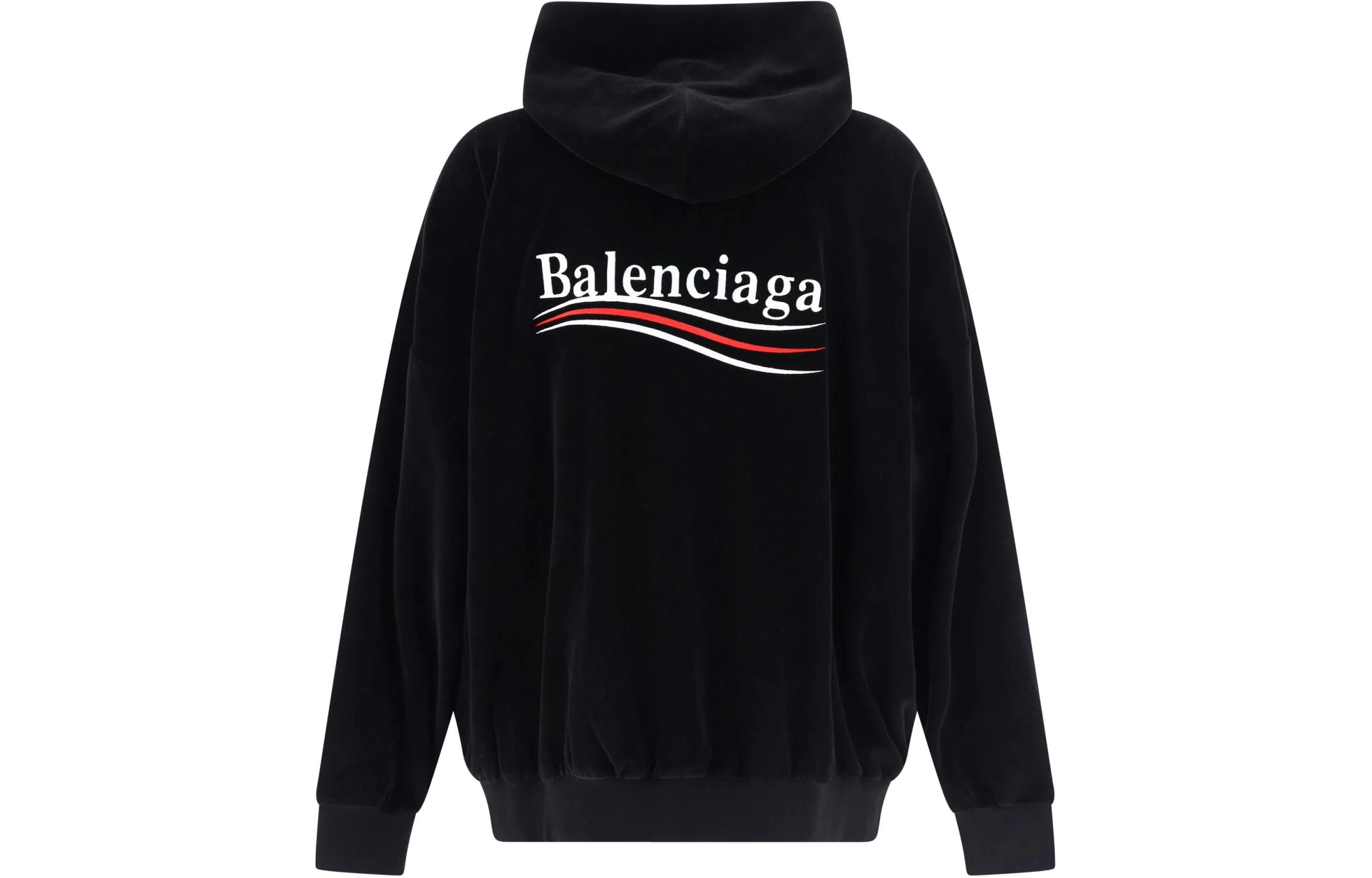 (Women) Balenciaga Black Logo Print Hoodie Casual Long Sleeve Regular Fit 785407TPVJ81070 圖 3