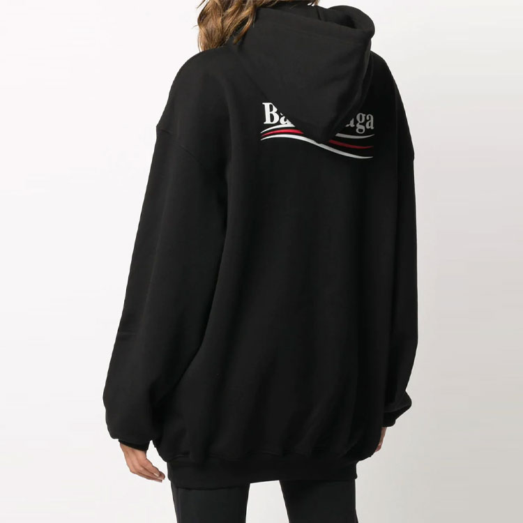 Purchase (W) Balenciaga Sudadera Negra Oversize con Logo Impreso 556103TBV141000