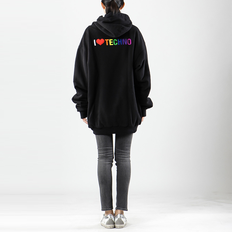 (Women) Balenciaga Black Logo Print Oversized Hoodie 556086TDV491000 圖 8