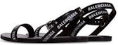Purchase (W) Balenciaga Sandal Kulit Hitam Cetakan Logo 551154WBAE11090